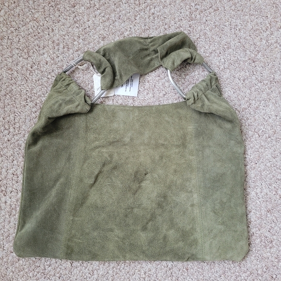 Free People Bobbi Slouch Suede Leather Tote Bag.Khaki Greenish Color - Picture 1 of 3